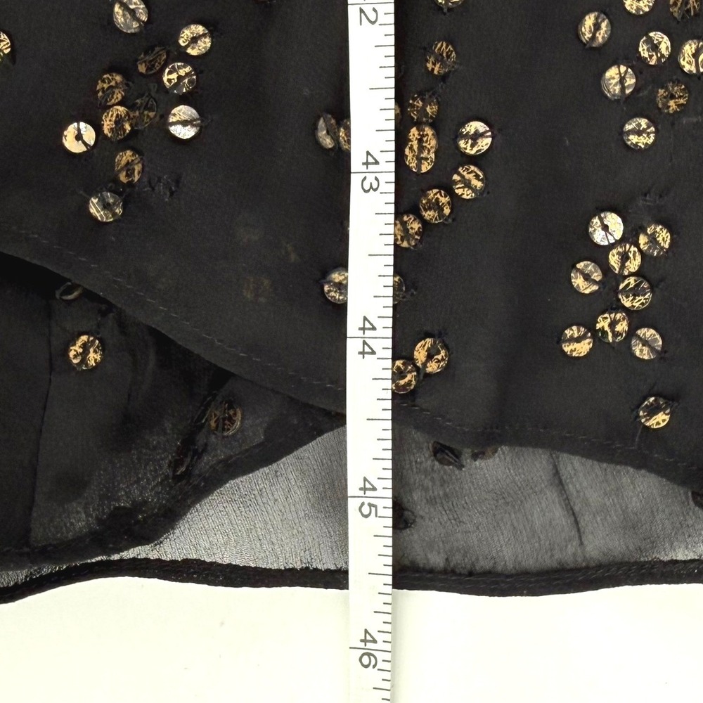 Eileen Fisher Silk Sequin Black Sheer High-Low Shift Dress Gold XL Sleeveless - Picture 9 of 9
